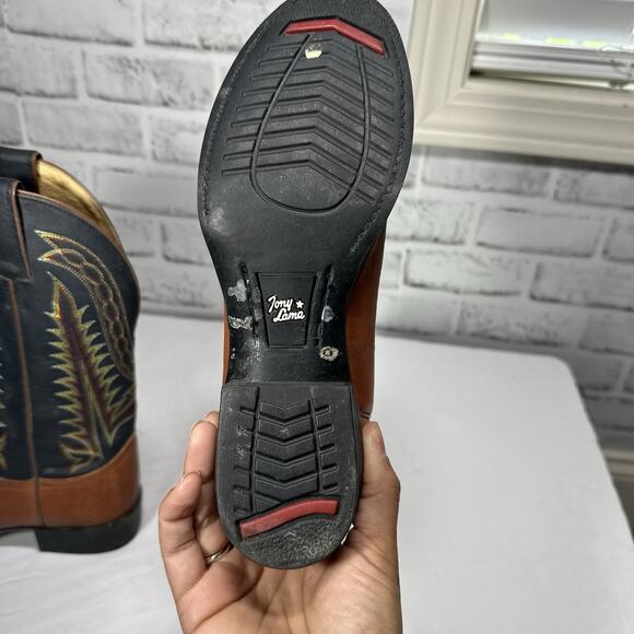 Tony Lama Leather brown & black western workwear cowboy bootswomen’s size 7 - Picture 10 of 12